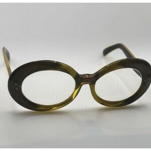 VTG Oversized Cat Eye Eyeglasses Vibrant Translucent Olive Acetate MCM France